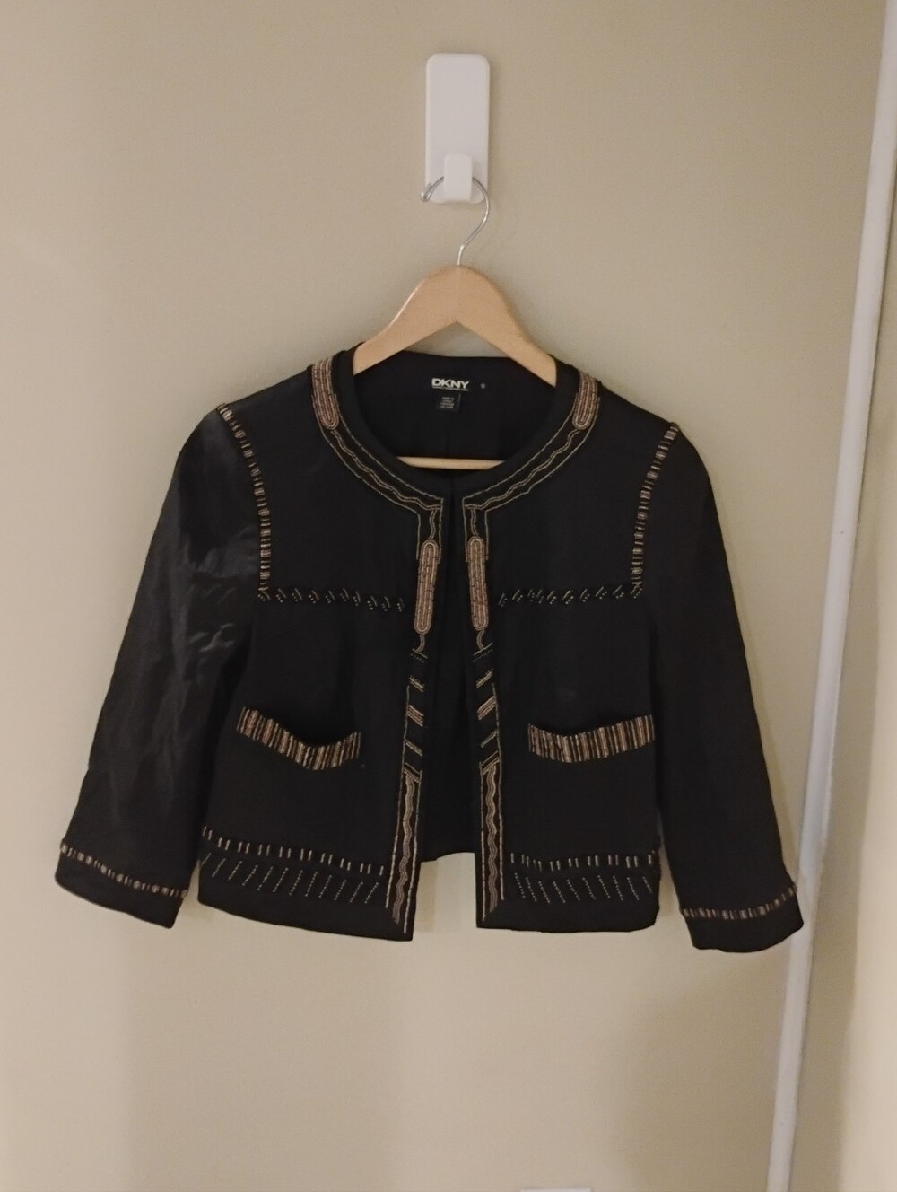 DKNY Womens Intricate Beaded Blazer Suit Jacket Sz 10